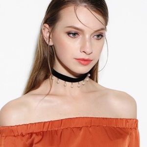 🎀 Pretty faux pearl tassels velvet choker 🎀